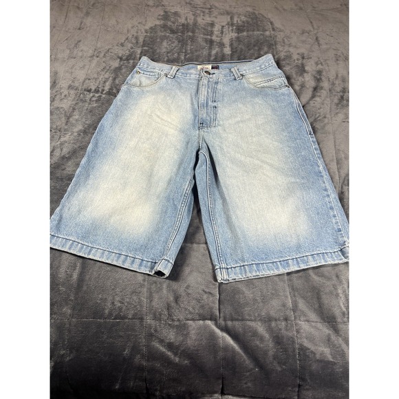 Phat Farm Other - Vtg Phat Farm Shorts Mens 34 Wide Leg Baggy Jean Blue Denim Long Embroidered Y2K